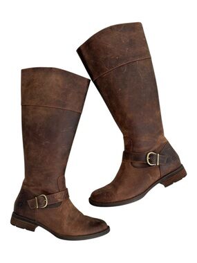 Born Braydon Women’s Brown Leather Zipper Knee High Boots Size 9